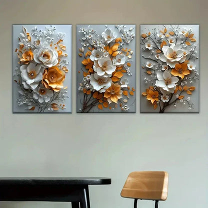 3pcs Three Different Types of Flower Wall Art Set Canvas Unframed - High Quality Print 100% Australian Made Wall Canvas
