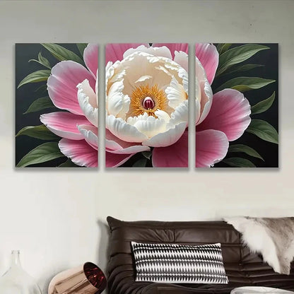 3pcs Pink And White Flower Abstract Wall Art Set Canvas Framed 40x60cm - High Quality Print 100% Australian Made Wall Canvas Ready to Hang