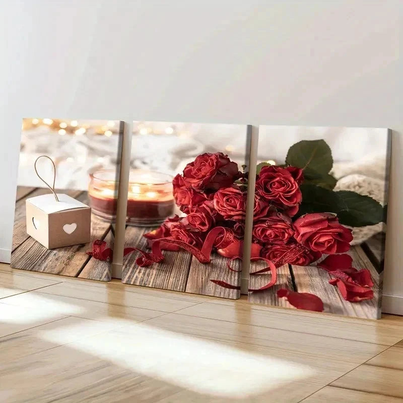 3pcs Aromatherapy Rose Flower Painting Wall Art Set Canvas Framed 60x90cm - High Quality Print 100% Australian Made Wall Canvas Ready to Hang - Bella Home Decor