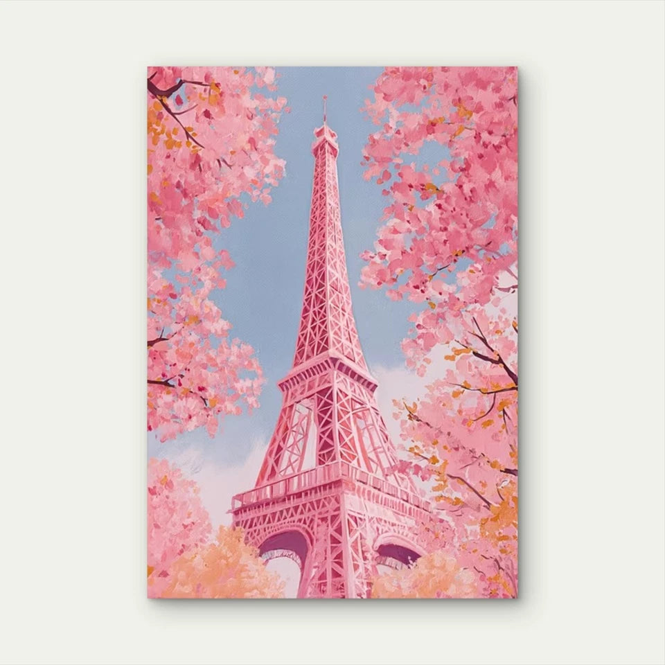 Share Pink Pastel Parisian Eiffel Tower     60x90cm Metal Print Ready to Hang