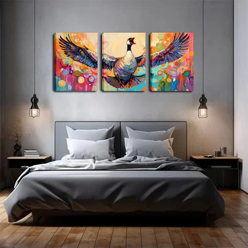 3pcs Colorful Feather Design Wall Art Canvas Unframed - High Quality Print 100% Australian Made Wall Canvas - Bella Home Decor