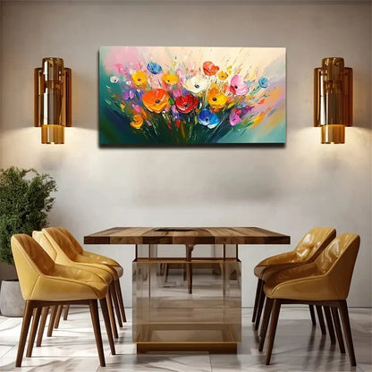 Thick Brushstroke Colorful Wall Art Canvas Office Home Room Framed 120x60cm