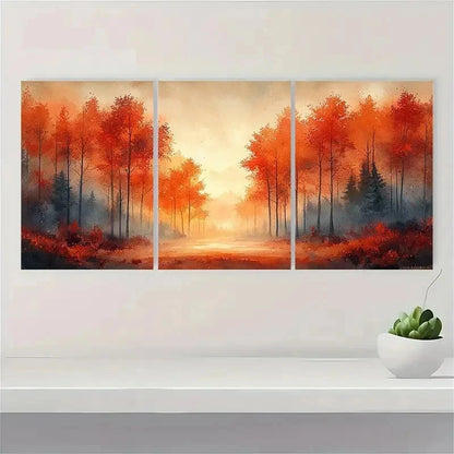 3pcs Giclée Autumn Maple Leaves Starry Perfect Wall Art Set Canvas Framed 40x60cm - High Quality Print 100% Australian Made Wall Canvas Ready to Hang - Bella Home Decor