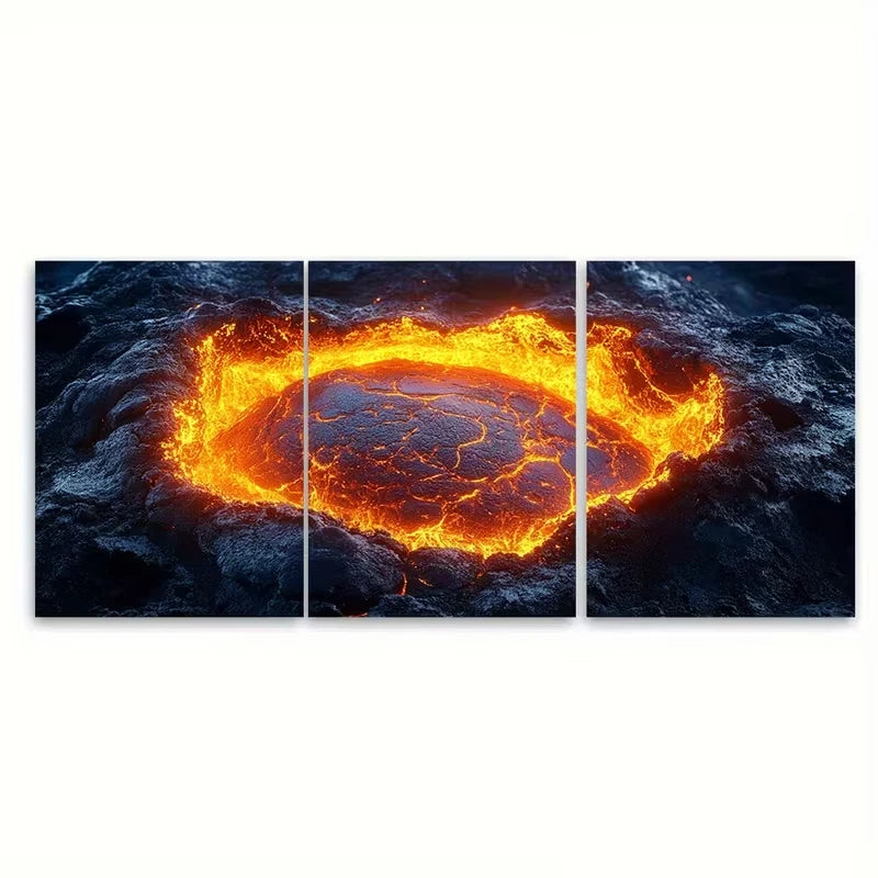 3pcs Vibrant Abstract Volcanic Metal Print Ready to Hang Art - Bella Home Decor