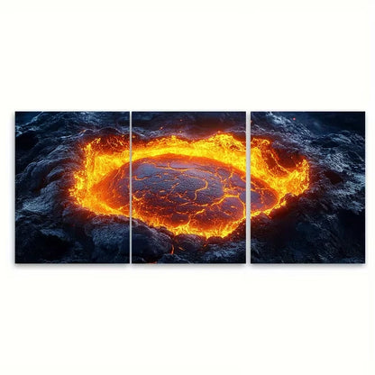 3pcs Vibrant Abstract Volcanic Metal Print Ready to Hang Art - Bella Home Decor