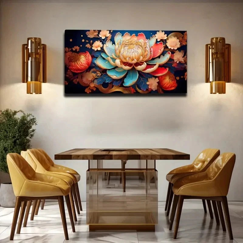Bold Brushstroke Flowers Wall Art Canvas Office Home Room Framed 120x60cm