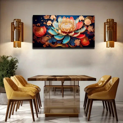 Bold Brushstroke Flowers Wall Art Canvas Office Home Room Framed 120x60cm