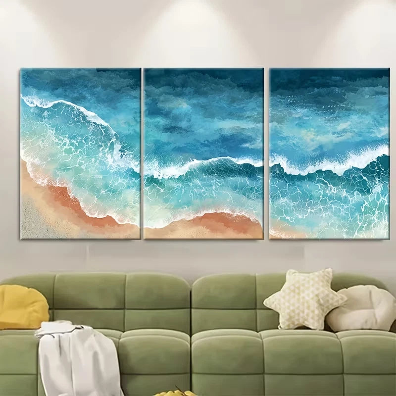 3pcs Ocean Clipart, Beach Clipart, Sea View Metal Print Ready to Hang Art