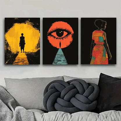 3pcs Black Modern Style Silhouettes Perfect Wall Art Canvas Unframed - High Quality Print 100% Australian Made Wall Canvas - Bella Home Decor
