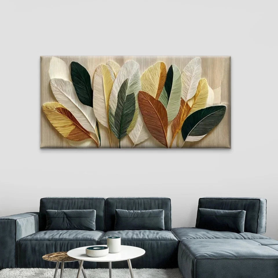 Vintage Feathered Design Wall Art Canvas Office Home Room Framed 120x60cm