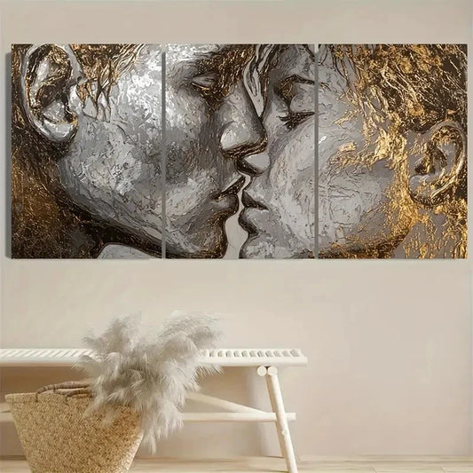 3pcs Effects, Hugging Art, Couples Kissing Wall Art Set Canvas Framed 40x60cm - High Quality Print 100% Australian Made Wall Canvas Ready to Hang