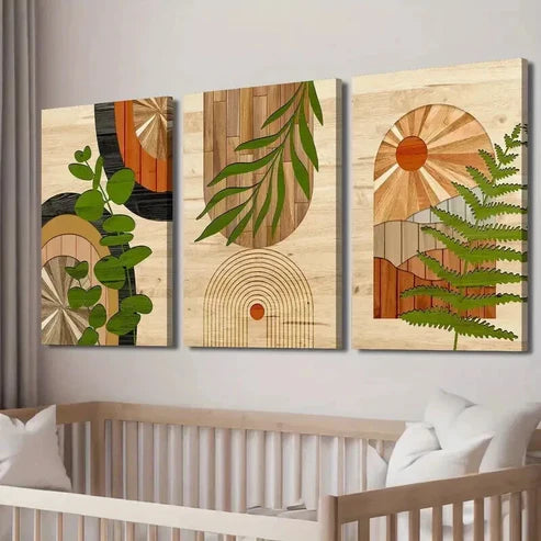 3pcs Tropical Leaves & Desert Landscape Wall Art Canvas Unframed - High Quality Print 100% Australian Made Wall Canvas