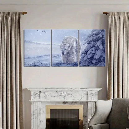 3pcs Arctic Snow Polar Bear Modern Wall Art Set Canvas Framed 40x60cm - High Quality Print 100% Australian Made Wall Canvas Ready to Hang