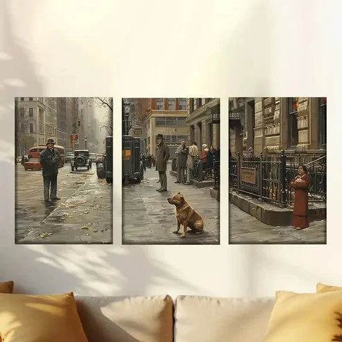 3pcs Loyal Street Dog Posters, Classic Style Wall Art Set Canvas Unframed – High Quality Print 100% Australian Made Wall Canvas