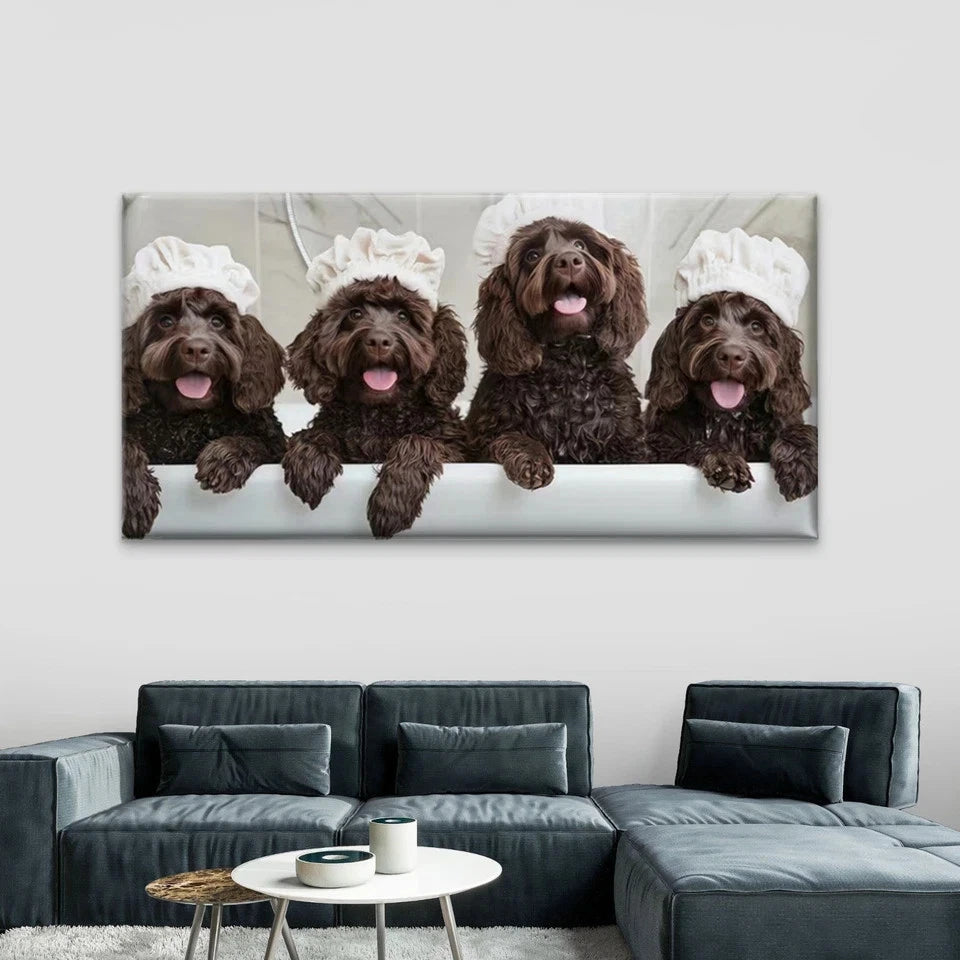 Cute Brown Poodle Puppy Wall Art Canvas Office Home Room Framed 120x60cm