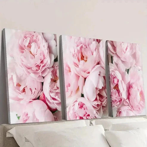 3pcs Elegant Pink Peony Nordic Style Wall Art Set Canvas Unframed - High Quality Print 100% Australian Made Wall Canvas