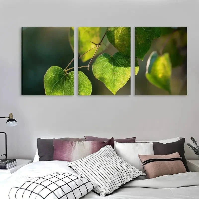 3pcs Sunlight Through The Leaves Of A Tree Wall Art Set Canvas Framed 50x70cm - High Quality Print 100% Australian Made Wall Canvas Ready to Hang