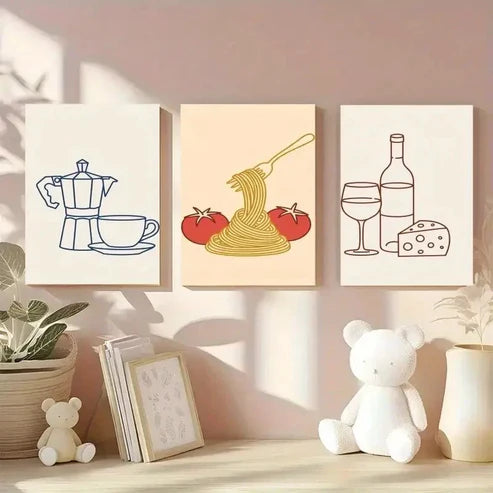 3pcs Coffee Maker, Coffee Cup Wall Art Canvas Unframed - High Quality Print 100% Australian Made Wall Canvas - Bella Home Decor