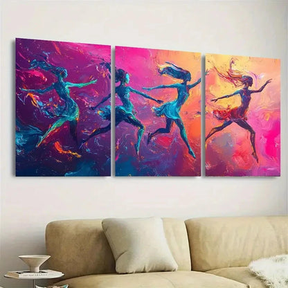 3pcs Abstract Dancer Elegant Blue & Pink Wall Art Set Canvas Framed 50x70cm - High Quality Print 100% Australian Made Wall Canvas Ready to Hang - Bella Home Decor