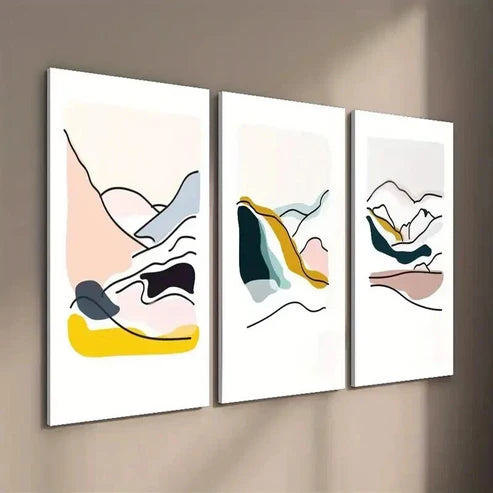 3pcs Abstract Mountain Landscape Decor Wall Art Set Canvas Unframed - High Quality Print 100% Australian Made Wall Canvas - Bella Home Decor