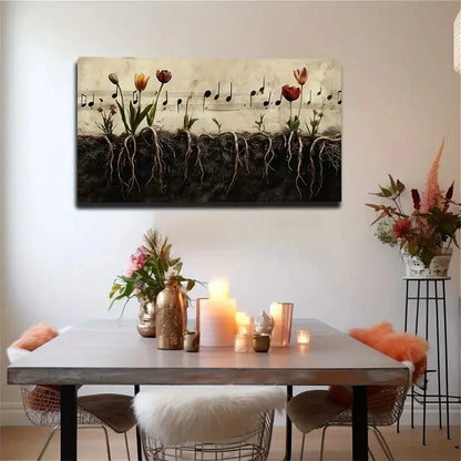 Flowers Rooted Soil Botanical Wall Art Canvas Office Home Room Framed 120x60cm - Bella Home Decor
