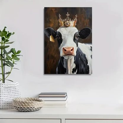 Beautiful Crowned Cow Painting 40x60cm Metal Print Ready to Hang - Bella Home Decor