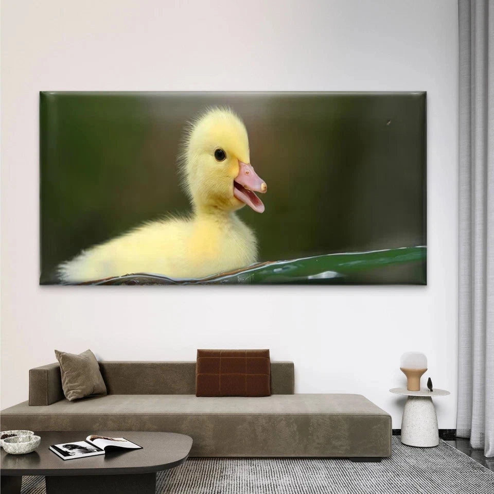 Cute Yellow Duckling in Water Wall Art Canvas Office Home Room Framed 120x60cm