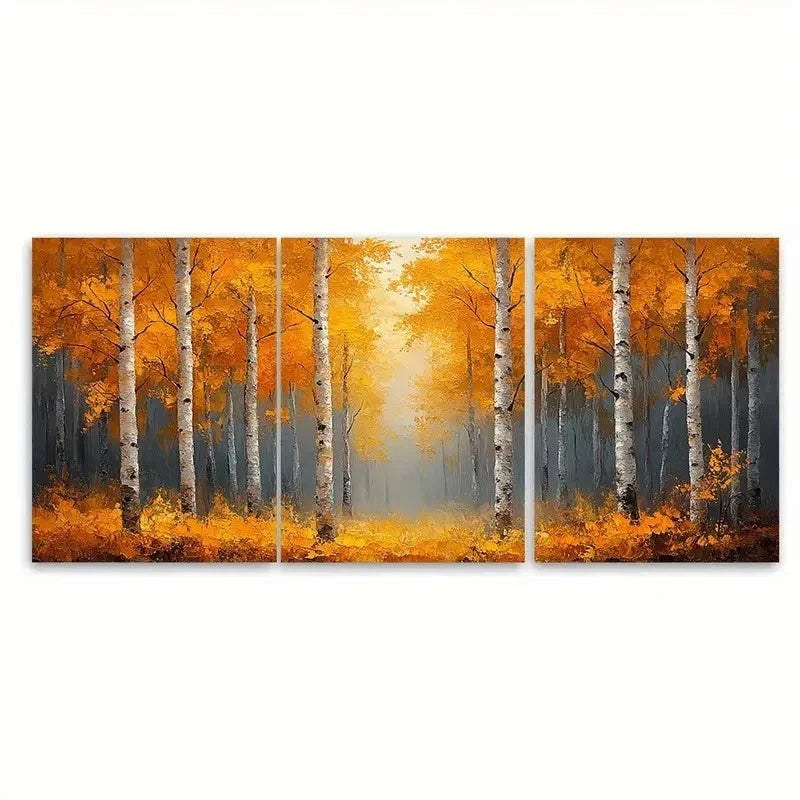 3pcs Aspen Birch Forest Painting RI   Wall Art Set Canvas Framed 60x90cm - High Quality Print 100% Australian Made Wall Canvas Ready to Hang - Bella Home Decor
