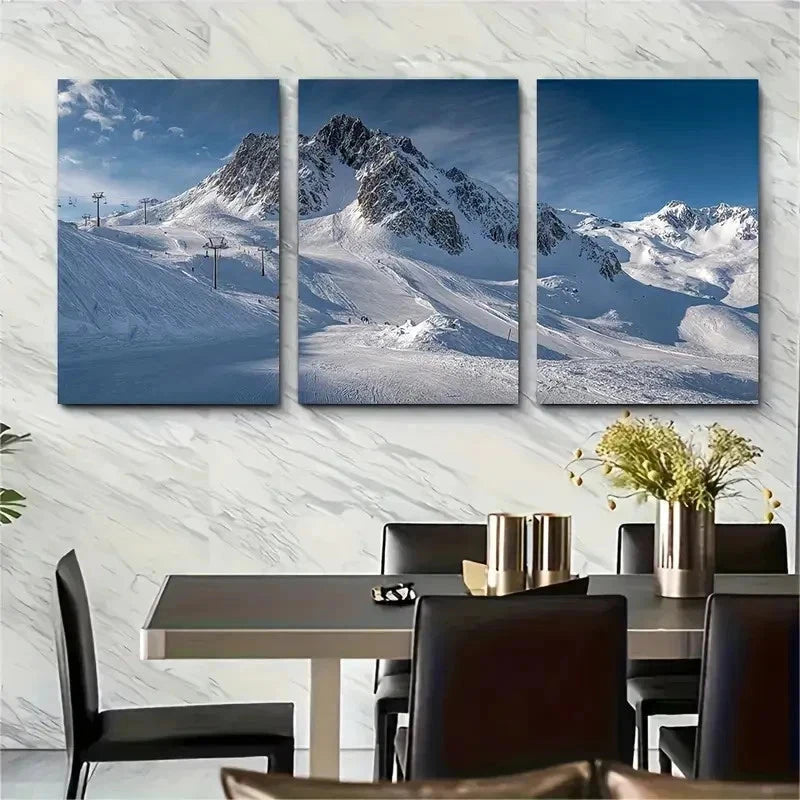 3pcs Val DIsre Skiing Travel Poster Perfect Wall Art Set Canvas Framed 50x70cm - High Quality Print 100% Australian Made Wall Canvas Ready to Hang