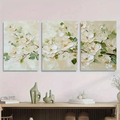 3pcs Abstract White Magnolia Flower Perfect Wall Art Set Canvas Framed 40x60cm - High Quality Print 100% Australian Made Wall Canvas Ready to Hang - Bella Home Decor