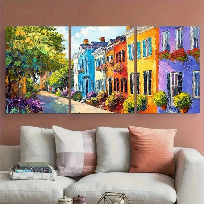 3pcs Charleston City Carolina Impasto Perfect Wall Art Set Canvas Framed 60x90cm - High Quality Print 100% Australian Made Wall Canvas Ready to Hang - Bella Home Decor