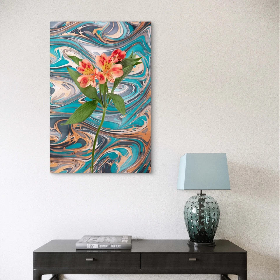 Psychedelic Flower Abstract Marble Vibrant Art 40x60cm Metal Print Ready to Hang