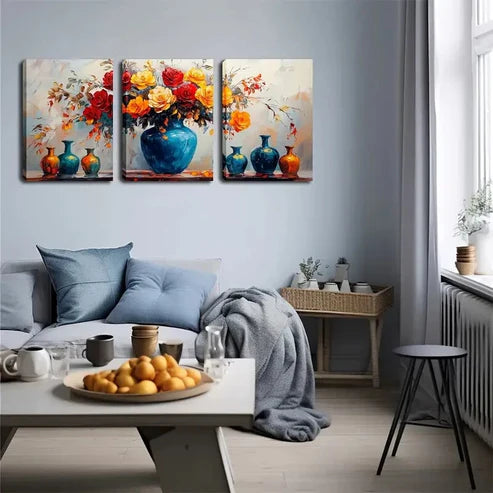 3pcs Several Different Colors Vase Perfect Wall Art Canvas Unframed - High Quality Print 100% Australian Made Wall Canvas