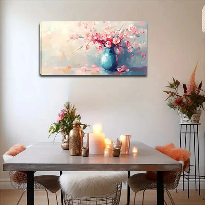 Chinese Blue Vase Pink Modern Wall Art Canvas Office Home Room Framed 120x60cm - Bella Home Decor
