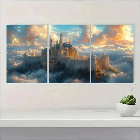 3pcs Sky Castle Mystical Realm Wall Art Canvas Unframed - High Quality Print 100% Australian Made Wall Canvas - Bella Home Decor