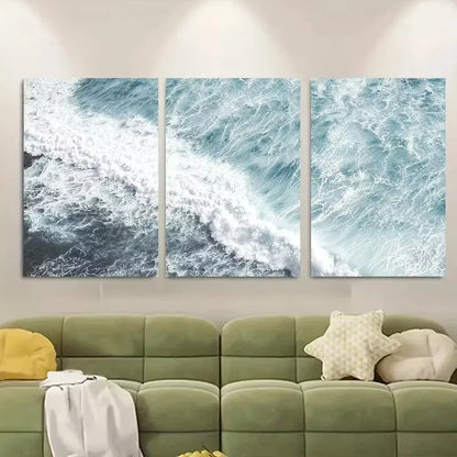 3pcs Ocean Wave Aerial Beach Waves Wall Art Set Canvas Framed 40x60cm - High Quality Print 100% Australian Made Wall Canvas Ready to Hang