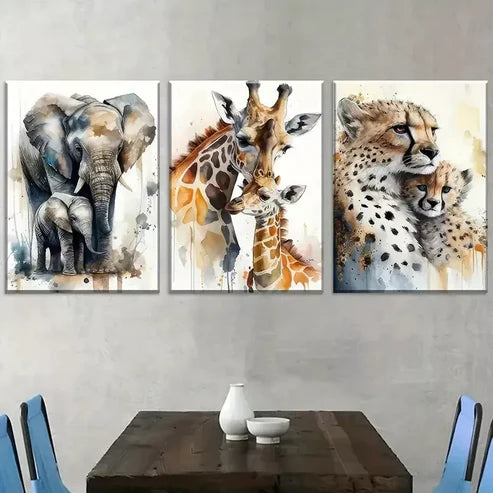 3pcs Modern Elegant Fashion Animal Abstract Canvas Unframed - High Quality Print 100% Australian Made Wall Canvas