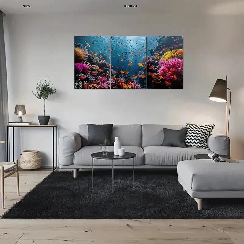3pcs Underwater Paradise Coral Reef Wall Art Set Canvas Framed 40x60cm - High Quality Print 100% Australian Made Wall Canvas Ready to Hang
