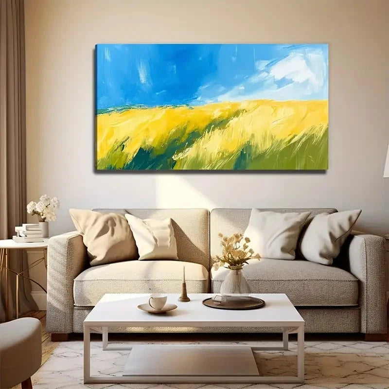 Grass Under Blue Sky Wall Art Canvas Office Home Room Framed 120x60cm