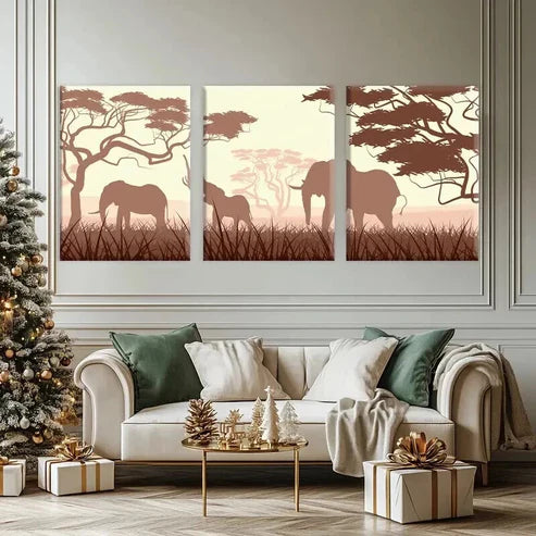 3pcs Elegant Elephant Migration Decoration Wall Art Canvas Unframed - High Quality Print 100% Australian Made Wall Canvas