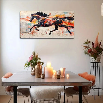 Black Silhouette with Vibrant Wall Art Canvas Office Home Room Framed 120x60cm - Bella Home Decor