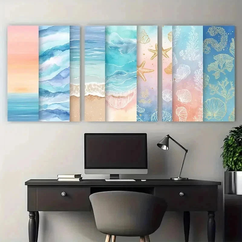 3pcs Bundle Bohol Beach Gallery Ocean Perfect Wall Art Set Canvas Framed 50x70cm - High Quality Print 100% Australian Made Wall Canvas Ready to Hang - Bella Home Decor