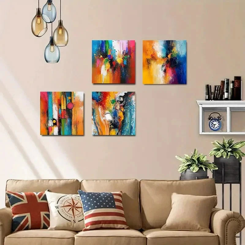 4pcs Abstract Modern Minimalist Art Elegant Mode Wall Art Canvas Framed