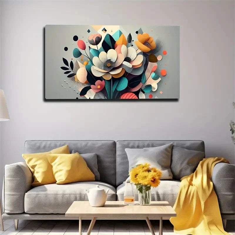 Rich Texture Flowers Abstract Wall Art Canvas Office Home Room Framed 120x60cm