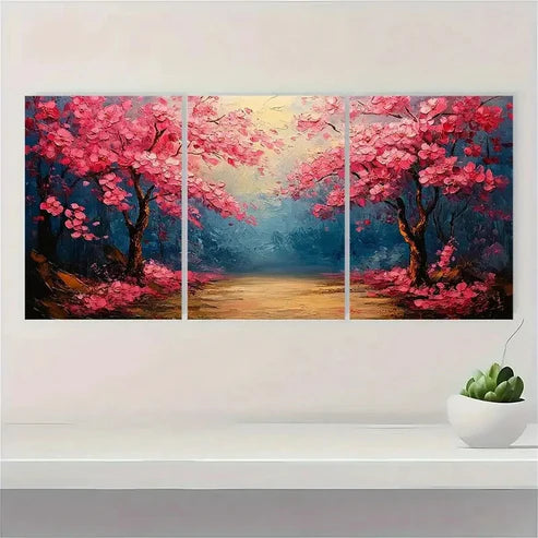 3pcs Abstract Floral Landscape AF Wall Art Set Canvas Unframed - High Quality Print 100% Australian Made Wall Canvas - Bella Home Decor