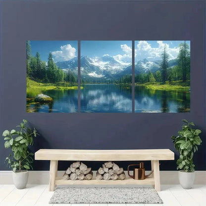 3pcs Lake Oregon Panoramic Scenery Wall Art Set Canvas Framed 50x70cm - High Quality Print 100% Australian Made Wall Canvas Ready to Hang - Bella Home Decor