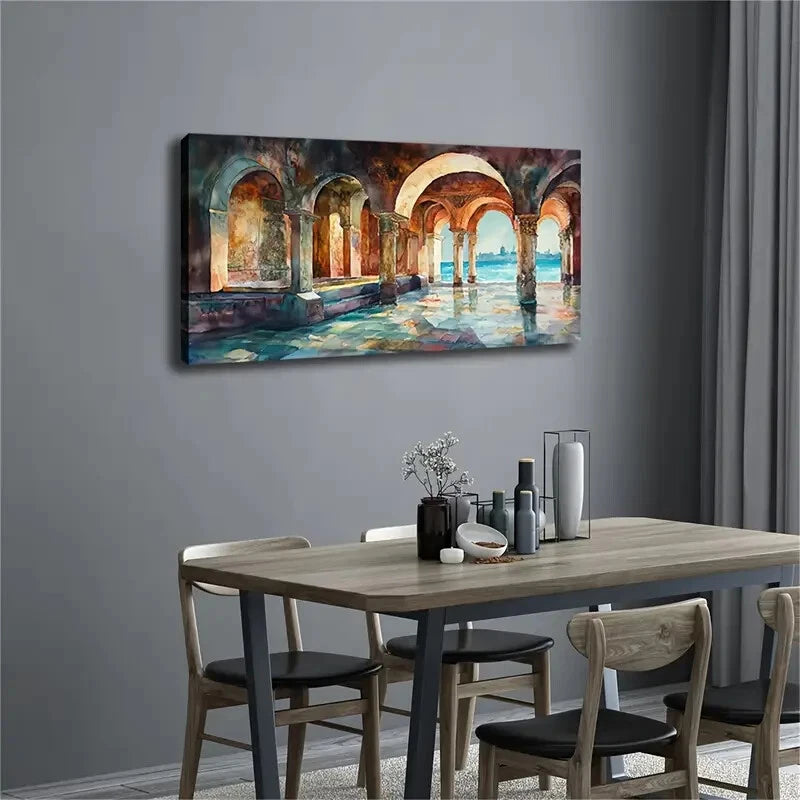 Semi-Circular Roof Cabin Scenes Wall Art Canvas Office Home Room Framed 120x60cm