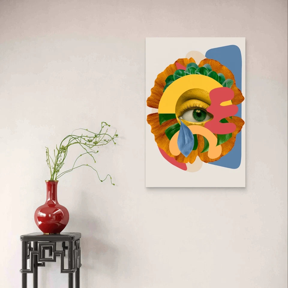 Surreal Abstract Collage Art with Eye Abstract 40x60cm Metal Print Ready to Hang