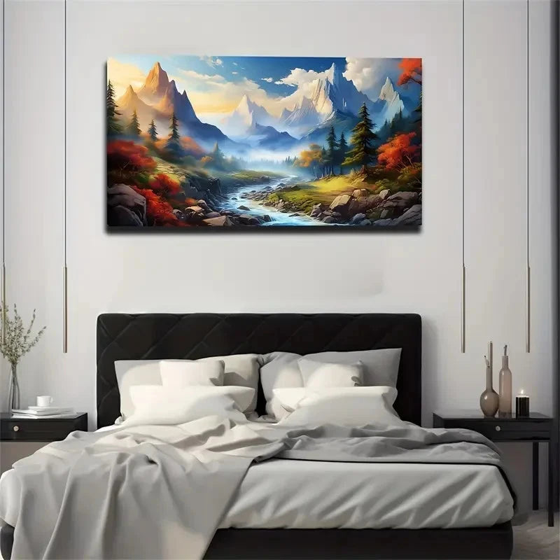 Breathtaking Mountain Water Wall Art Canvas Office Home Room Framed 120x60cm