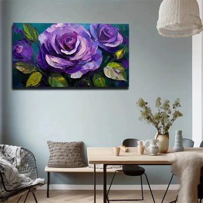 Large Purple Rose Creative Wall Art Canvas Office Home Room Framed 120x60cm